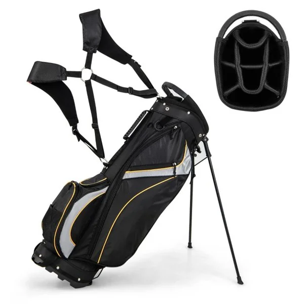 Sac de Golf sur Pied 8 Voies Sac de Golf Portable Léger de 2 kg avec Séparateurs Supérieurs 7 Poches Sac Isotherme Cappuccio Antipioggia