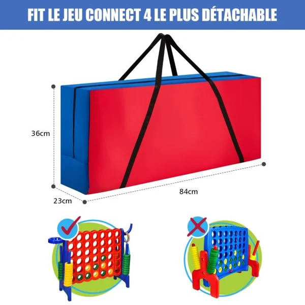 Sac de Rangement pour Jeu Géant Puissance 4 en Tissu Oxford 84 cm pour Jeu Jumbo Jeu Non Inclus 84 x 35 x 23 cm