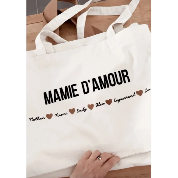 Sac Personnalisé "Mamie d'Amour" – Cadeau Chaleureux et Pratique pour Mamie