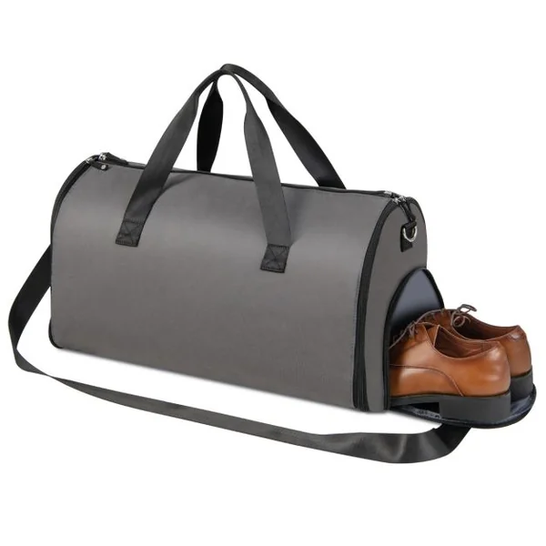 Sac à Vêtements de Cabine Sac De Sport Convertible 2 en 1 avec Poche à Chaussures Bandoulière Réglable et Amovible 50L Gris