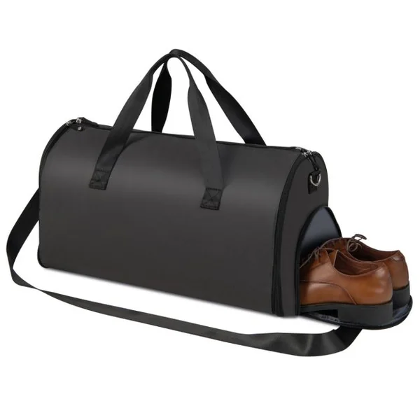 Sac à Vêtements de Cabine Sac De Sport Convertible 2 en 1 avec Poche à Chaussures Bandoulière Réglable et Amovible 50L Noir