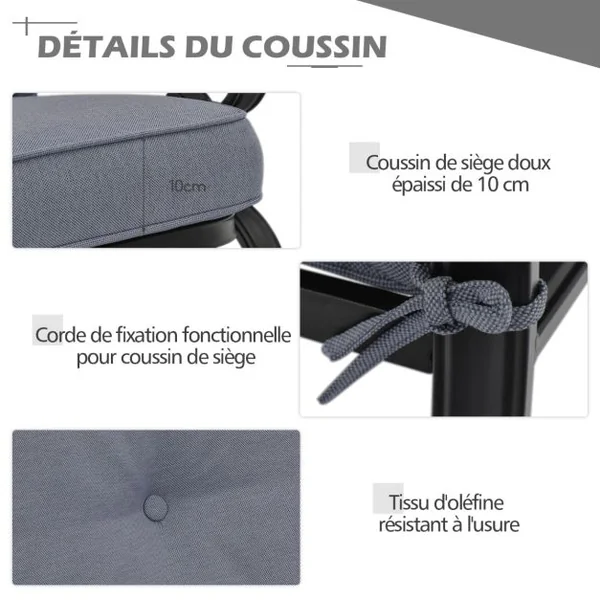 Salon de Jardin en Métal 2 Pièces avec Table Basse et Coussin en Éponge Ensemble de Canapés de Terrasse pour 2 Personnes