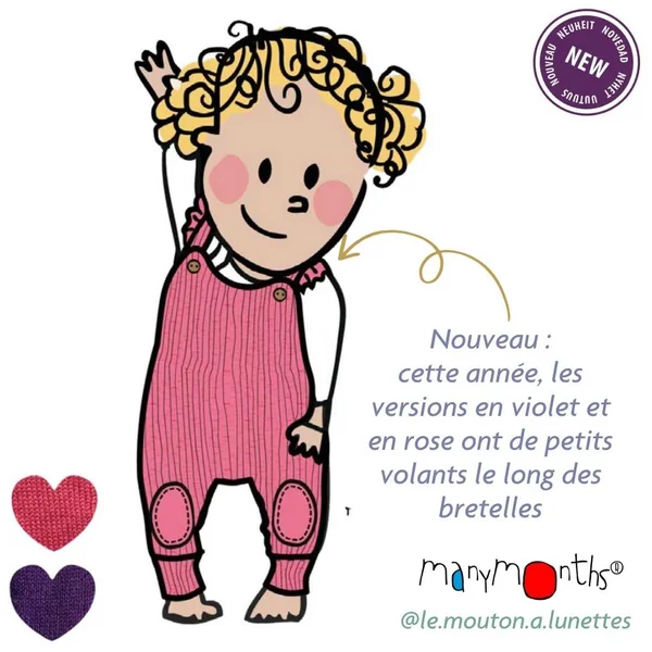 Salopette grenouillère en laine mérinos "Romper playsuit" Manymonths - Coloris 2023/24