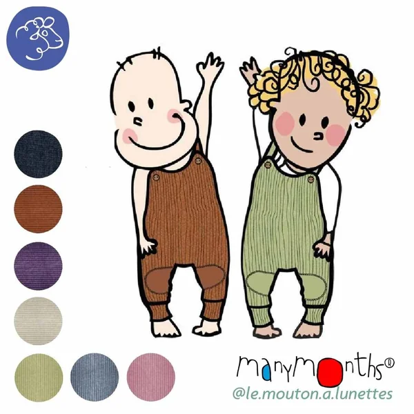 Salopette grenouillère en laine mérinos "Romper playsuit" Manymonths - Coloris 2023/24