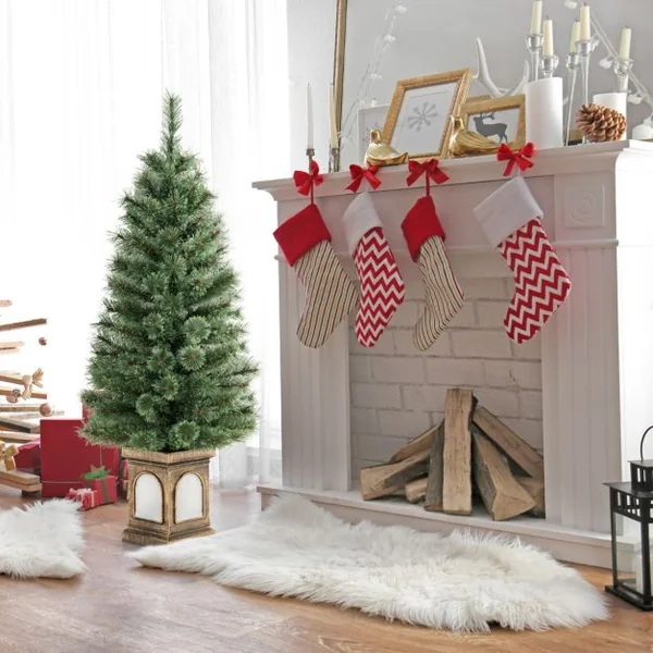 Sapin de Noël Artificiel 120 cm 116 Branches 100 Lumières LED 3 Modes Luminosité Réglable Télécommande Minuterie Vert