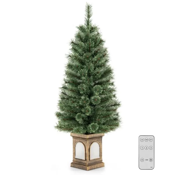 Sapin de Noël Artificiel 120 cm 116 Branches 100 Lumières LED 3 Modes Luminosité Réglable Télécommande Minuterie Vert