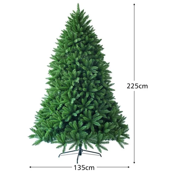 Sapin de Noël Artificiel 150/180/225CM 600/1250/1968 Branches Matériel PVC Arbre de Noël avec Socle en Métal Décoration de Noël