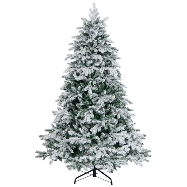 Sapin de Noël Artificiel 180 Avec 1415 Branches 260 Lumières Led Blanc Chaud Floqué Charnières Arbre de Noël Pré-Éclairé Installation Rapide