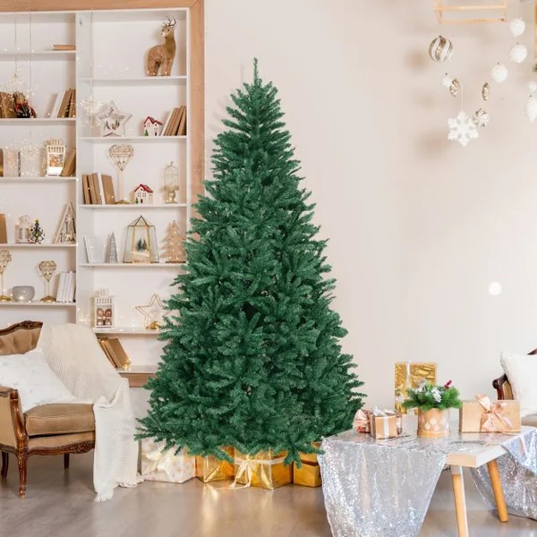Sapin De Noël Artificiel 180 cm/225 cm/270 cm 1355/2254/3594 Branches En Pvc Support En Métal Pliable à Charnières Installation Rapide Vert S/M/L