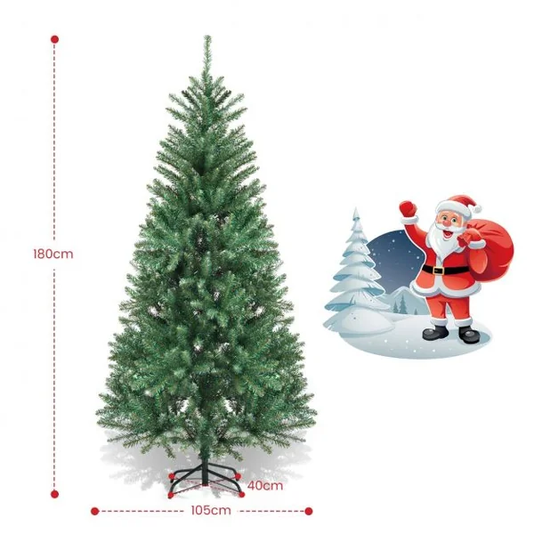 Sapin de Noël Artificiel 180 cm Automatique Feuilles Colorées en Epicéa 825 Pointes de Branches Embouts en PVC Articulées