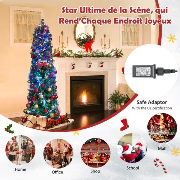 Sapin de Noël Artificiel 180CM avec 517 Branches Support en Métal