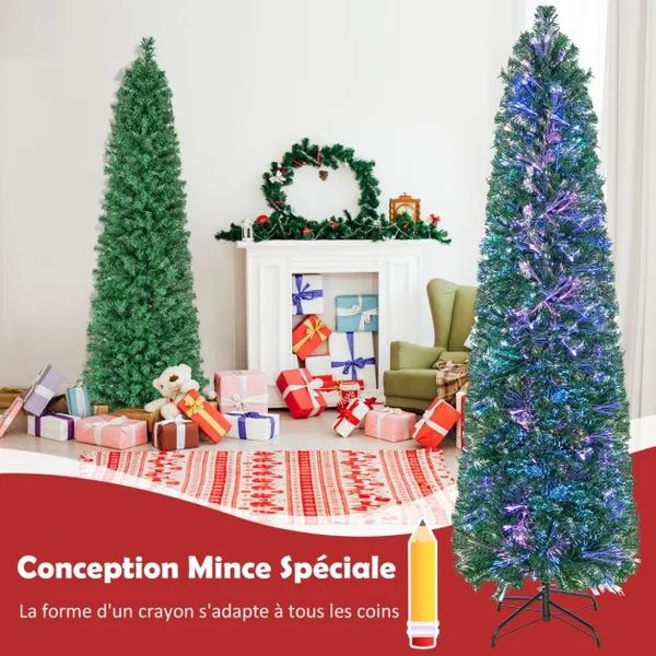 Sapin de Noël Artificiel 180CM avec 517 Branches Support en Métal