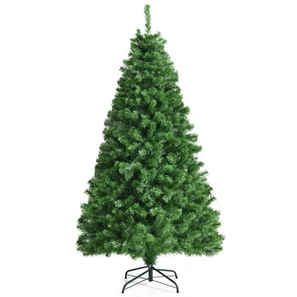 Sapin de Noël Artificiel 180cm en Fibre Optique Brillantes en Epicéa 617 Embouts de Branche en PVC avec Support Pliable