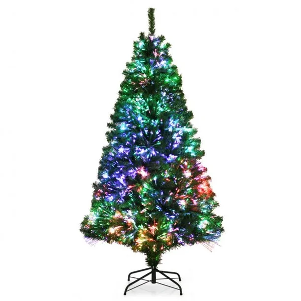 Sapin de Noël Artificiel 180cm en Fibre Optique Brillantes en Epicéa 617 Embouts de Branche en PVC avec Support Pliable