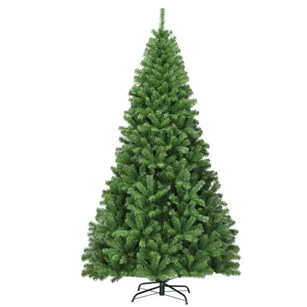 Sapin de Noël Artificiel 225CM Aiguilles en PVC avec 1346 Branches Pied Métallique Solide pour Maison Bureau Magasins Hôtels Vert