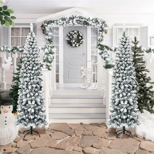 Sapin de Noël Artificiel 227CM Avec 641 Branches Floqué Charnières Arbre de Noël Installation Rapide