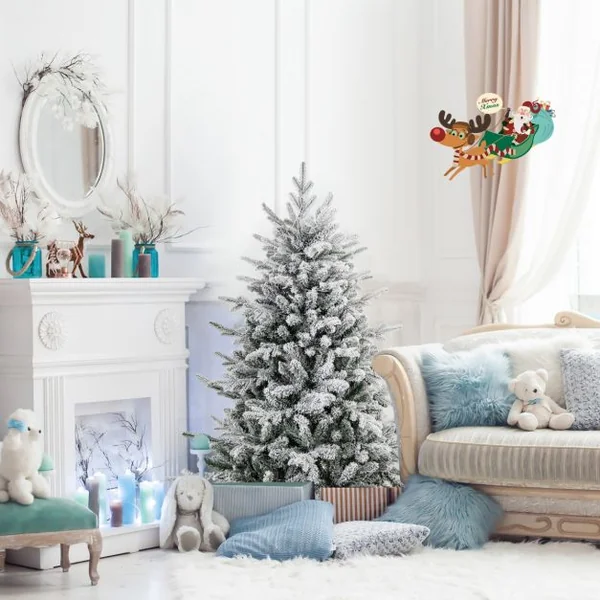 Sapin de Noël Artificiel 8 Modes d'Eclairage Lumières LED Multicolores Pointes de Branches en PVC et PE Haute de 135cm