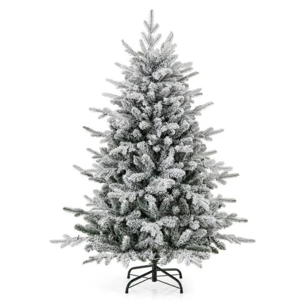 Sapin de Noël Artificiel 8 Modes d'Eclairage Lumières LED Multicolores Pointes de Branches en PVC et PE Haute de 135cm