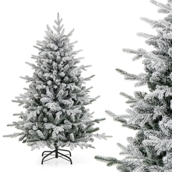 Sapin de Noël Artificiel 8 Modes d'Eclairage Lumières LED Multicolores Pointes de Branches en PVC et PE Haute de 135cm