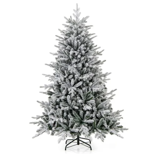 Sapin de Noël Artificiel 8 Modes d'Eclairage Lumières LED Multicolores Pointes de Branches en PVC et PE Haute de 186cm