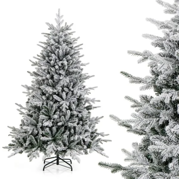 Sapin de Noël Artificiel 8 Modes d'Eclairage Lumières LED Multicolores Pointes de Branches en PVC et PE Haute de 186cm