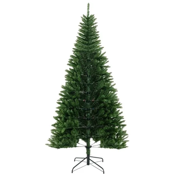 Sapin de Noël Artificiel d'Angle à 270° de 240 cm Sapin de Noël Pré-éclairé à Charnière 1137 Branches 360 Lumières LED Blanc Chaud