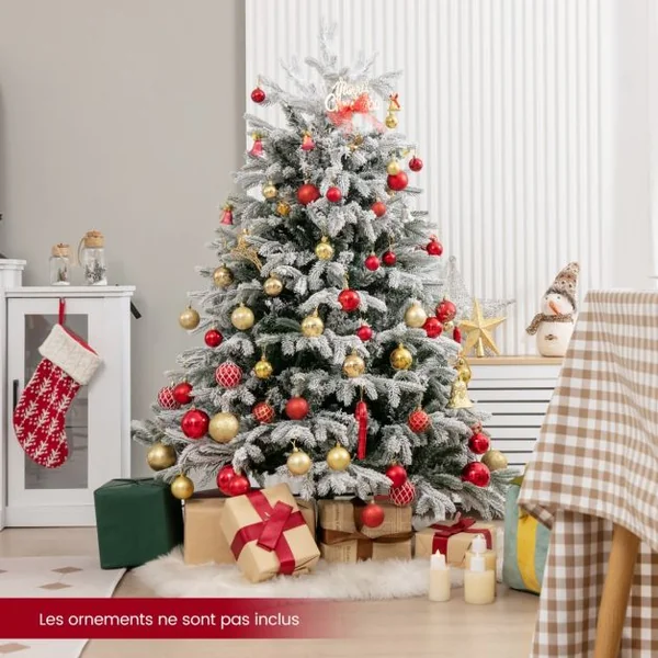 Sapin de Noël Artificiel de 135cm avec 688 Branches & 200 Lumières LED
