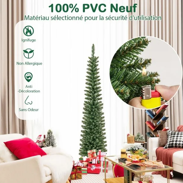 Sapin de Noël Artificiel de 150/180/210 Cm Arbre de Noël Pré-Éclairé 296/390/499 Branches 150/180/200 Lumières Led Blanc Chaud Support en Métal Pliable
