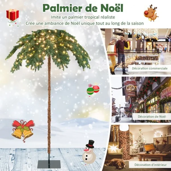 Sapin de Noël Artificiel de 180 cm avec 250 Lumières LED Blanc Chaud 813 Branches pour Porche Maison