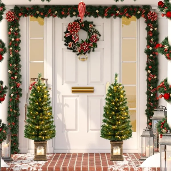 Sapin de Noël Artificiel en Pot Pré-Éclairé de 120 Cm Arbre de Noël Avec 100 Lumières Led Minuterie 3 Modes d'Éclairage 160 Pointes de Branches