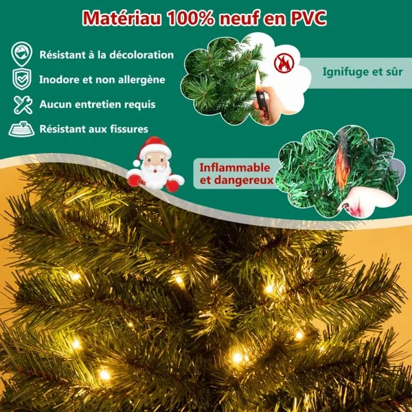 Sapin de Noël Artificiel en Pot Pré-Éclairé de 120 Cm Arbre de Noël Avec 100 Lumières Led Minuterie 3 Modes d'Éclairage 160 Pointes de Branches