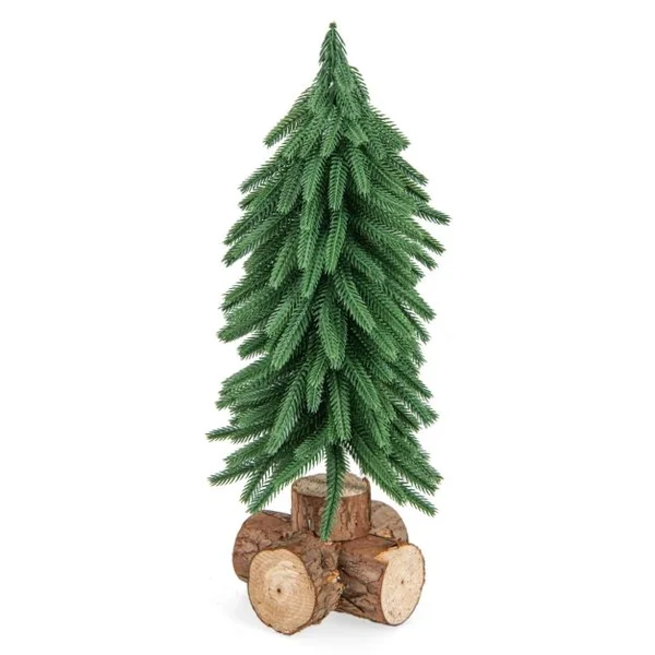 Sapin de Noël de Table de 40 cm Arbre de Noël Artificiel 200 Branches et Base en Bois Massif Décoration de Noël sans Installation