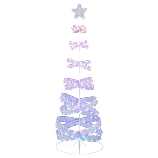 Sapin de Noël en Spirale de 210 cm avec 341 Lumières LED Colorées Arbre de Noël Artificiel Pliable avec Cadre en Fer Décoration de Noël