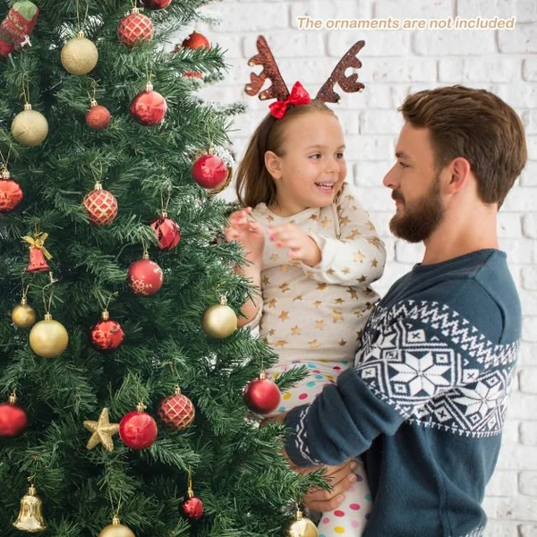 Sapin de Noël Pré-Illuminé de 215 Cm Éclairé avec Lumières Led Multicolores 350 Support en Métal Pliable