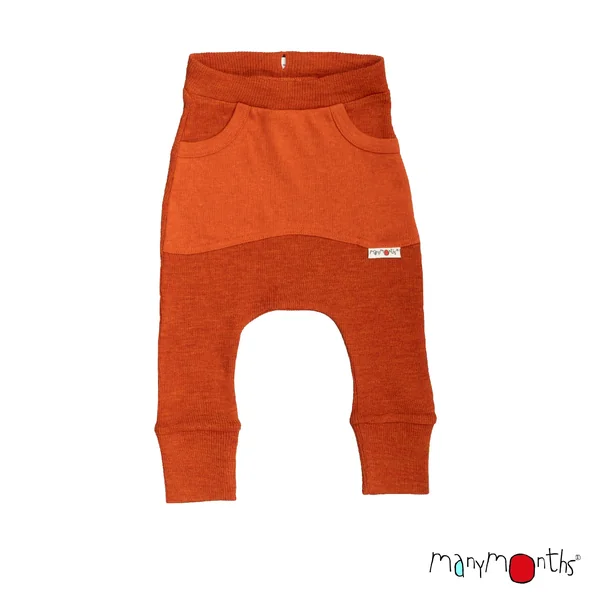 Sarouel évolutif en laine mérinos - Kangaroo trousers Manymonths – Coloris 2025/26
