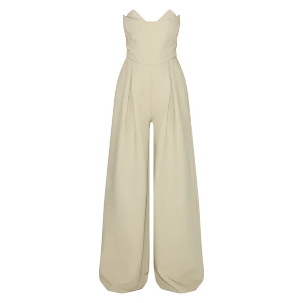 Sauge Combinaison Pantalon Large Ajustée PLT Label Avec Détail Bustier Corset