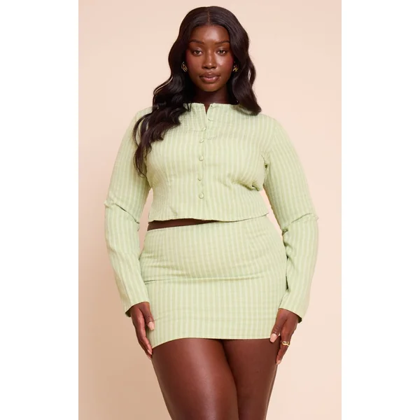 Sauge Ensemble Coordonné Jupe Mini Grande Taille
