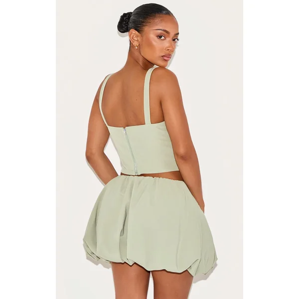 Sauge Ensemble Top Corset À Bordure En Dentelle Shape