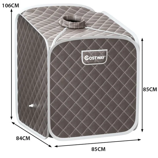 Sauna à Vapeur Portable 2L avec Chaise 9 Niveaux de Température Réglables Tente de Spa pour 1 personne avec Rouleau de Massage Gris