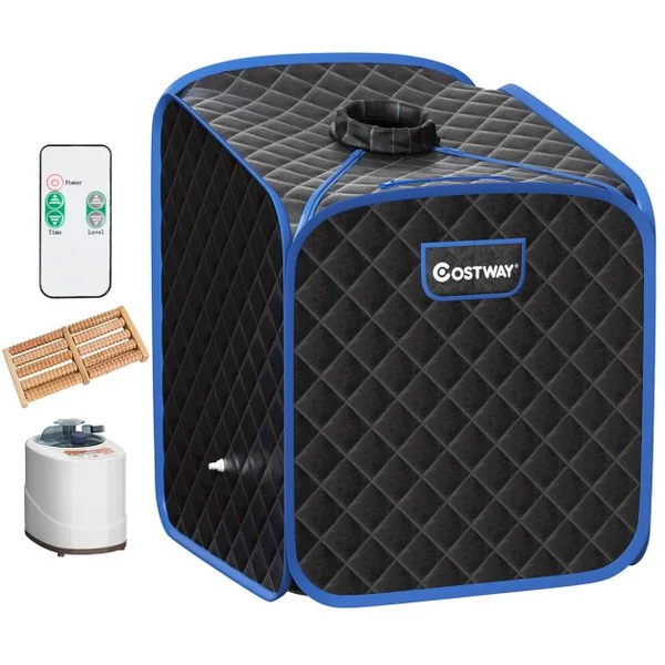 Sauna à Vapeur Portable 2L avec Chaise 9 Niveaux de Température Réglables Tente de Spa pour 1 personne avec Rouleau de Massage Noir