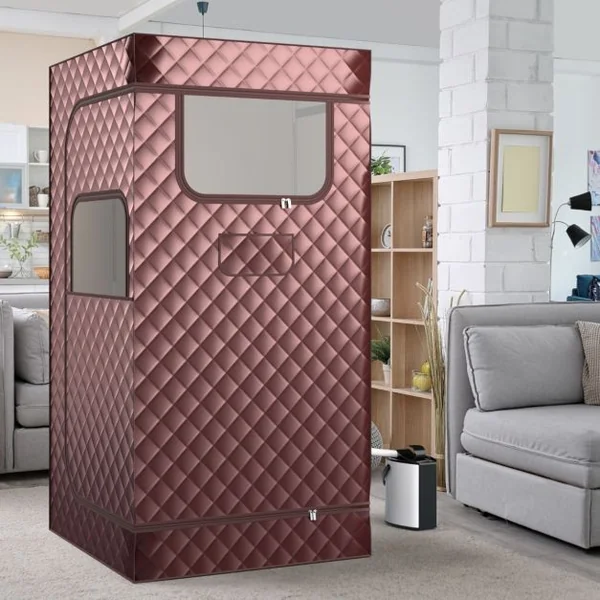 Sauna à Vapeur Portable 3L avec Chaise Pliable pour 1 Personne avec 9 Niveaux Température Masseur de Pieds Minuterie Noir/Gris/Café