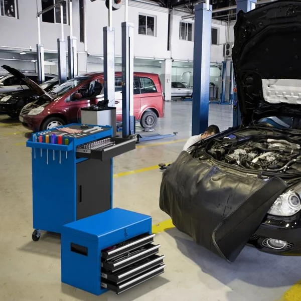 Servante Porte Outils à 4 Tiroirs et Armoire de Rangement Caisse à Outils avec Roues Verrouillables pour Garage Atelier 8 Couleurs au Choix