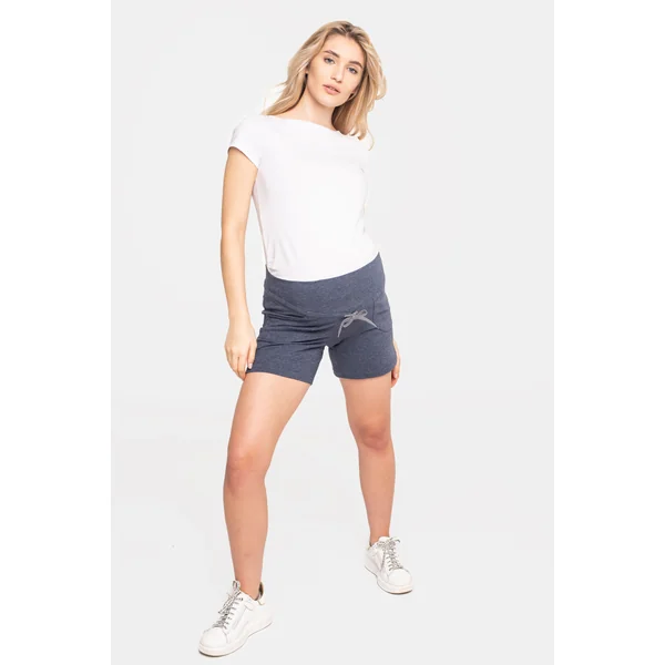 Short de grossesse en coton - Noir/Bleu - Reste M et L
