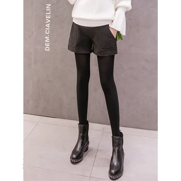 Short de grossesse en laine - Ardoise/Noir