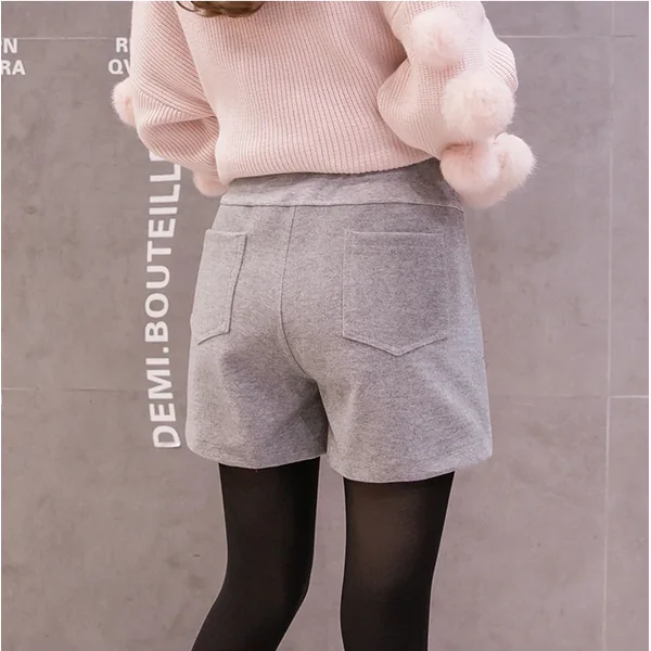 Short de grossesse en laine - Ardoise/Noir