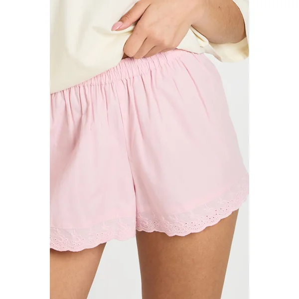 Short En Popeline Avec Finition Broderie Anglaise