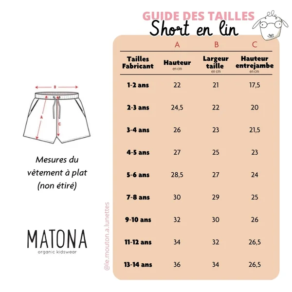 Short en pur lin pour enfant mixte - Matona