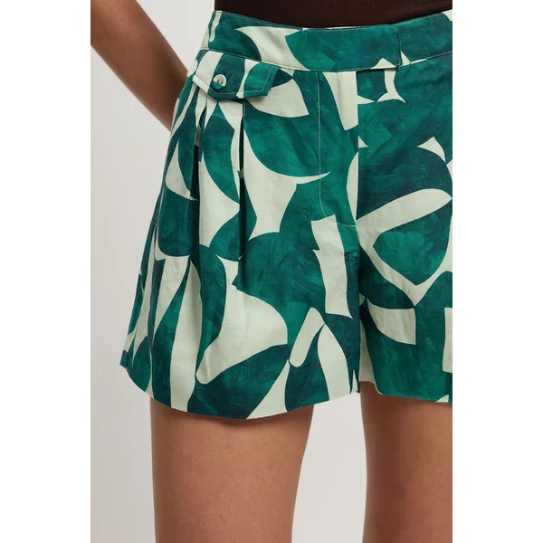 Short En Viscose Lin À Imprimé Géométrique Avec Détail De Poches Tissées