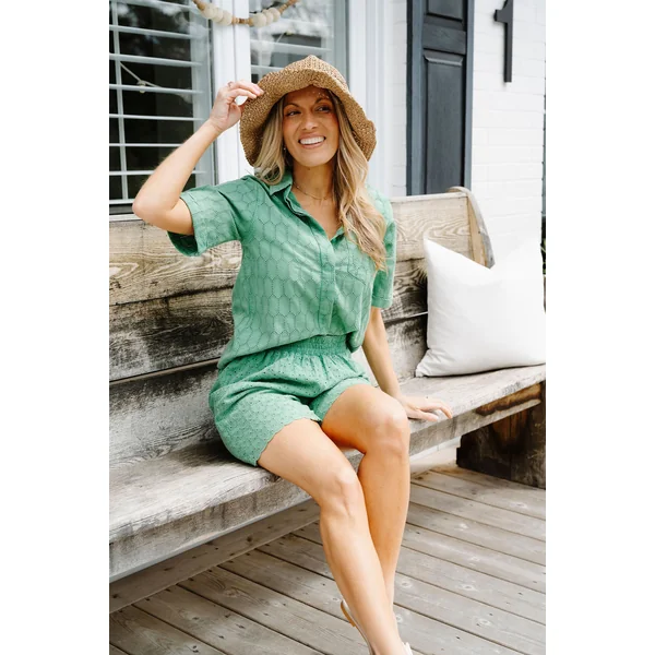 Short SANDRINE - vert broderie