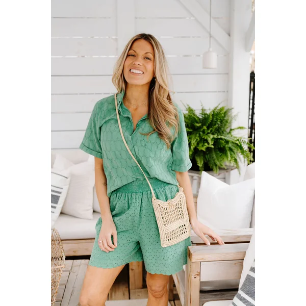 Short SANDRINE - vert broderie
